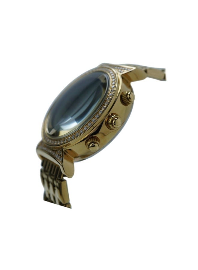 Ladies' Stainless Steel Strap Digital Watch Gold-tone Metal Bracelet Round Dial with Diamond Accents Minimalist Contemporary Design WF-14GWD - Image 4